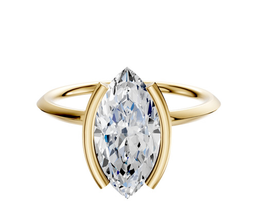 14K Yellow Gold Bezel Half Bezel North/South Classic Knife Edge 1.5mm Engagement Ring