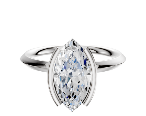 18K White Gold Bezel Half Bezel North/South Classic Knife Edge 2.0mm Engagement Ring