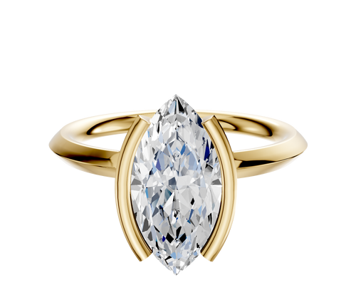 18K Yellow Gold Bezel Half Bezel North/South Classic Knife Edge 2.0mm Engagement Ring