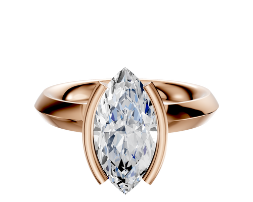 18K Rose Gold Bezel Half Bezel North/South Classic Knife Edge 3.0mm Engagement Ring