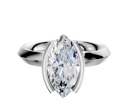 Platinum Bezel Half Bezel North/South Classic Knife Edge 3.0mm Engagement Ring
