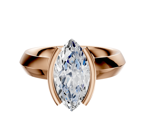 14K Rose Gold Bezel Half Bezel North/South Classic Knife Edge 4.0mm Engagement Ring