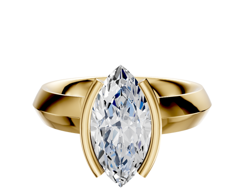 18K Yellow Gold Bezel Half Bezel North/South Classic Knife Edge 4.0mm Engagement Ring