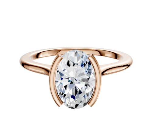 14K Rose Gold Bezel Half Bezel North/South Cathedral Dome 1.5mm Engagement Ring
