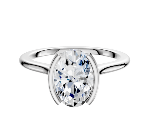 Platinum Bezel Half Bezel North/South Cathedral Dome 1.5mm Engagement Ring