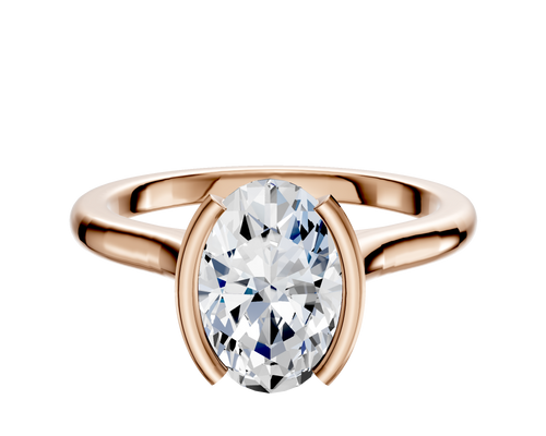 18K Rose Gold Bezel Half Bezel North/South Cathedral Dome 2.0mm Engagement Ring