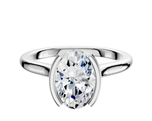 14K White Gold Bezel Half Bezel North/South Cathedral Dome 2.0mm Engagement Ring