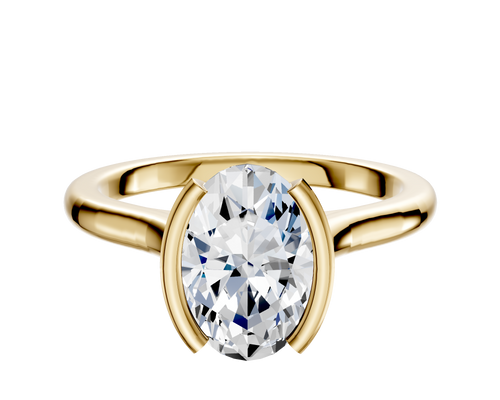 18K Yellow Gold Bezel Half Bezel North/South Cathedral Dome 2.0mm Engagement Ring