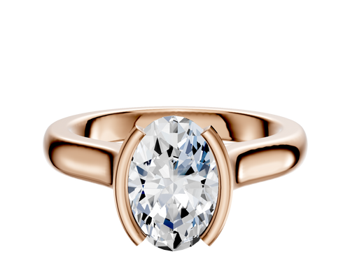 14K Rose Gold Bezel Half Bezel North/South Cathedral Dome 3.0mm Engagement Ring