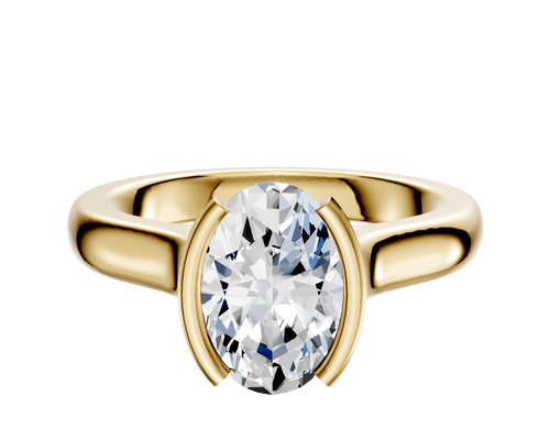 18K Yellow Gold Bezel Half Bezel North/South Cathedral Dome 3.0mm Engagement Ring