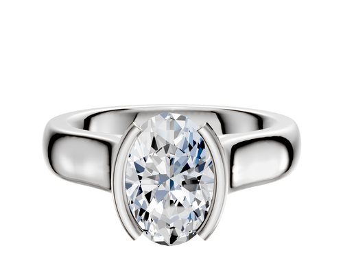 14K White Gold Bezel Half Bezel North/South Cathedral Dome 4.0mm Engagement Ring