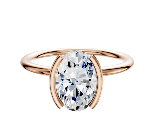 14K Rose Gold Bezel Half Bezel North/South Classic Dome 1.5mm Engagement Ring