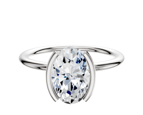 14K White Gold Bezel Half Bezel North/South Classic Dome 1.5mm Engagement Ring