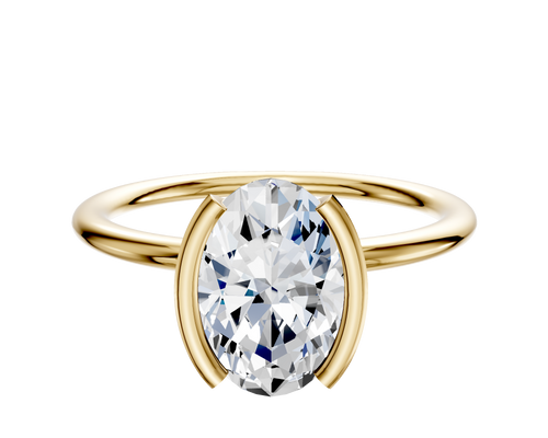 14K Yellow Gold Bezel Half Bezel North/South Classic Dome 1.5mm Engagement Ring