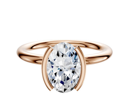 18K Rose Gold Bezel Half Bezel North/South Classic Dome 2.0mm Engagement Ring