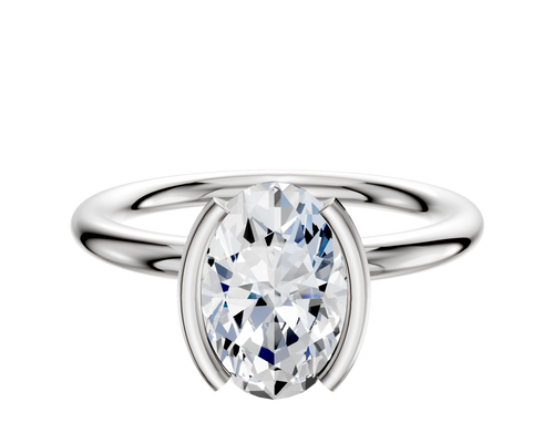 14K White Gold Bezel Half Bezel North/South Classic Dome 2.0mm Engagement Ring