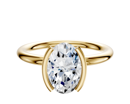 14K Yellow Gold Bezel Half Bezel North/South Classic Dome 2.0mm Engagement Ring