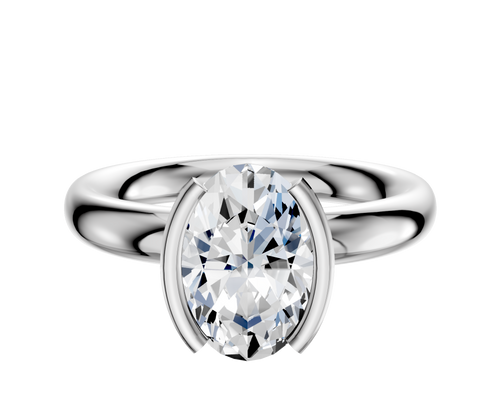 Platinum Bezel Half Bezel North/South Classic Dome 3.0mm Engagement Ring