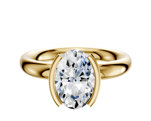 14K Yellow Gold Bezel Half Bezel North/South Classic Dome 3.0mm Engagement Ring