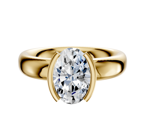 18K Yellow Gold Bezel Half Bezel North/South Classic Dome 4.0mm Engagement Ring