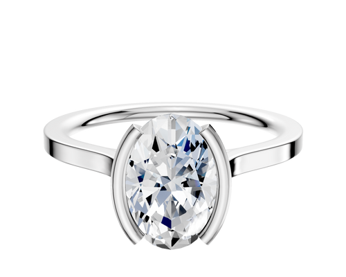 Platinum Bezel Half Bezel North/South Cathedral Flat 1.5mm Engagement Ring