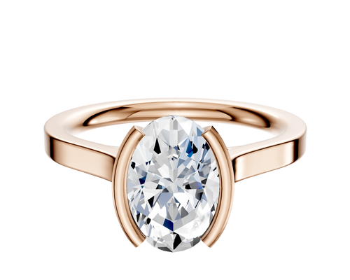 18K Rose Gold Bezel Half Bezel North/South Cathedral Flat 2.0mm Engagement Ring