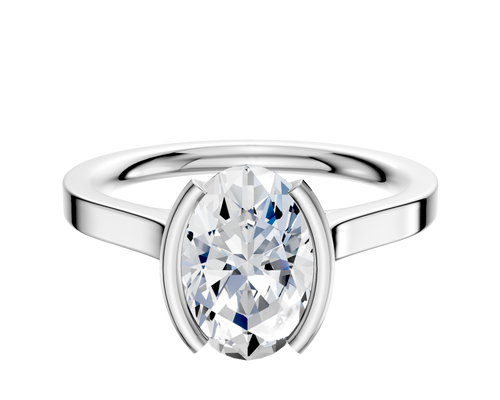 Platinum Bezel Half Bezel North/South Cathedral Flat 2.0mm Engagement Ring