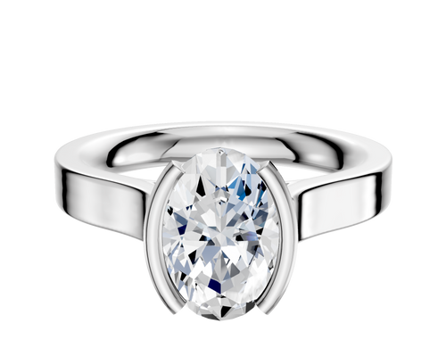 18K White Gold Bezel Half Bezel North/South Cathedral Flat 3.0mm Engagement Ring