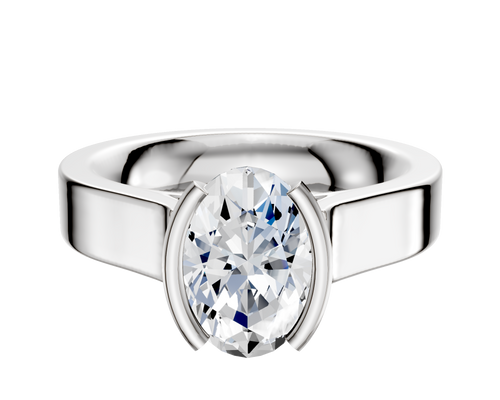 14K White Gold Bezel Half Bezel North/South Cathedral Flat 4.0mm Engagement Ring