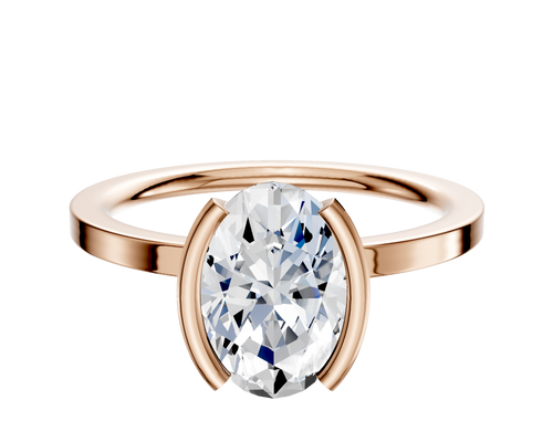 18K Rose Gold Bezel Half Bezel North/South Classic Flat 1.5mm Engagement Ring