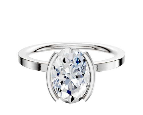 14K White Gold Bezel Half Bezel North/South Classic Flat 1.5mm Engagement Ring