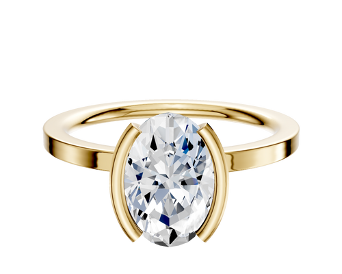 18K Yellow Gold Bezel Half Bezel North/South Classic Flat 1.5mm Engagement Ring