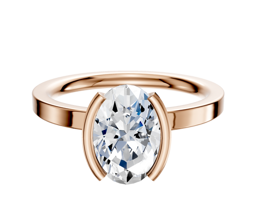 14K Rose Gold Bezel Half Bezel North/South Classic Flat 2.0mm Engagement Ring