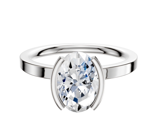18K White Gold Bezel Half Bezel North/South Classic Flat 2.0mm Engagement Ring