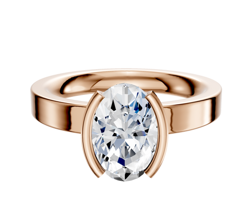 18K Rose Gold Bezel Half Bezel North/South Classic Flat 3.0mm Engagement Ring