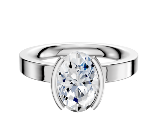 18K White Gold Bezel Half Bezel North/South Classic Flat 3.0mm Engagement Ring