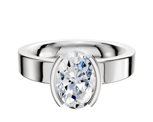 Platinum Bezel Half Bezel North/South Classic Flat 4.0mm Engagement Ring