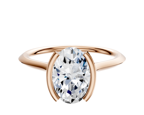 18K Rose Gold Bezel Half Bezel North/South Cathedral Knife Edge 1.5mm Engagement Ring