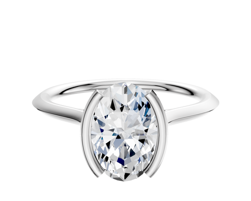 14K White Gold Bezel Half Bezel North/South Cathedral Knife Edge 1.5mm Engagement Ring