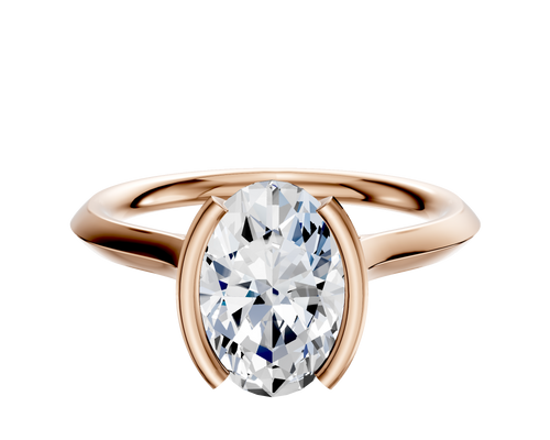 14K Rose Gold Bezel Half Bezel North/South Cathedral Knife Edge 2.0mm Engagement Ring