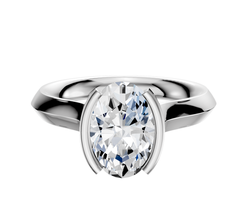 14K White Gold Bezel Half Bezel North/South Cathedral Knife Edge 3.0mm Engagement Ring