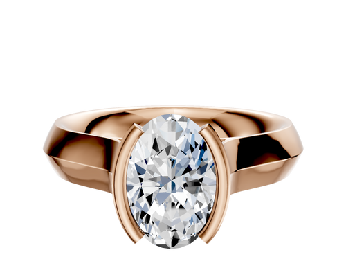 14K Rose Gold Bezel Half Bezel North/South Cathedral Knife Edge 4.0mm Engagement Ring