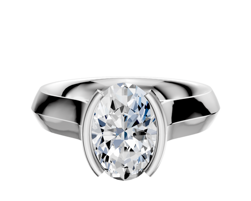 14K White Gold Bezel Half Bezel North/South Cathedral Knife Edge 4.0mm Engagement Ring