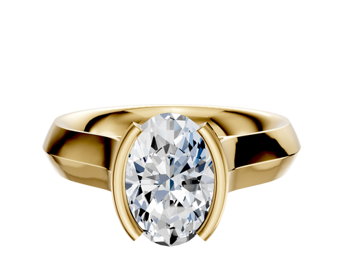 18K Yellow Gold Bezel Half Bezel North/South Cathedral Knife Edge 4.0mm Engagement Ring