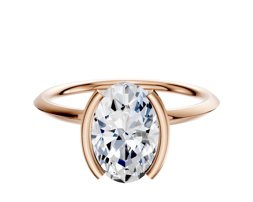 18K Rose Gold Bezel Half Bezel North/South Classic Knife Edge 1.5mm Engagement Ring