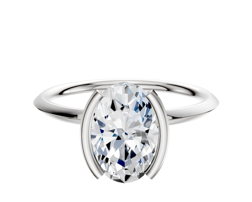 18K White Gold Bezel Half Bezel North/South Classic Knife Edge 1.5mm Engagement Ring
