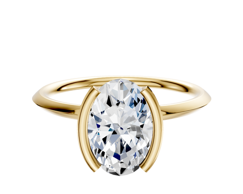 14K Yellow Gold Bezel Half Bezel North/South Classic Knife Edge 1.5mm Engagement Ring