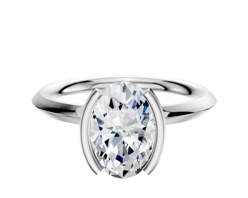 18K White Gold Bezel Half Bezel North/South Classic Knife Edge 2.0mm Engagement Ring