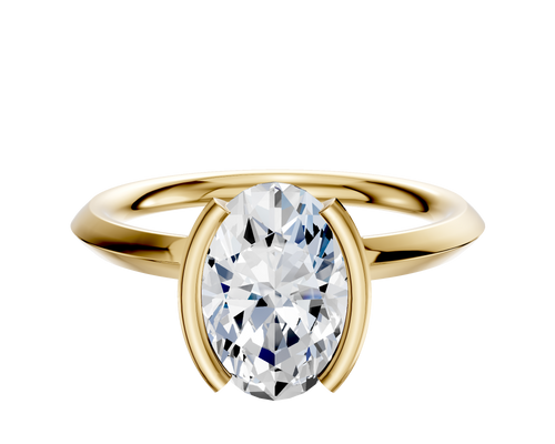 18K Yellow Gold Bezel Half Bezel North/South Classic Knife Edge 2.0mm Engagement Ring