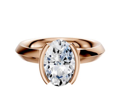 18K Rose Gold Bezel Half Bezel North/South Classic Knife Edge 3.0mm Engagement Ring
